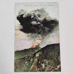 Antique Early 1900s Post Card Forest Fire Behind Mt. Lowe California
